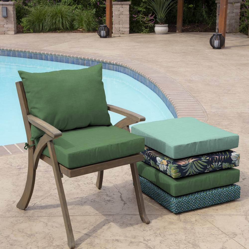 Moss Green Outdoor Polyester Dining Chair Cushion Set