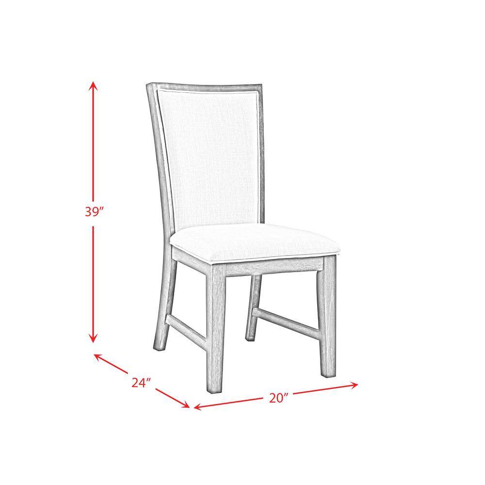 Gray Upholstered High Back Wood Side Chair Set