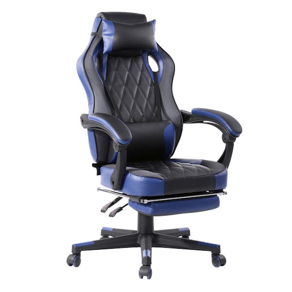 Casa Porch and Den Black Ergonomic Gaming Chair with Neck BURGENDY BLUE - The Home Depot