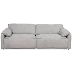 Graycroft 100 in. Round Arm Power Convertible Multi-Functional Sofa in Silver Chenille