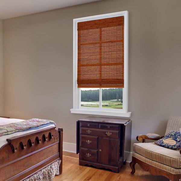 Harborside Honey Oak Light Filtering Cordless Bamboo Roman Shade-24 in. W X 48 in. L