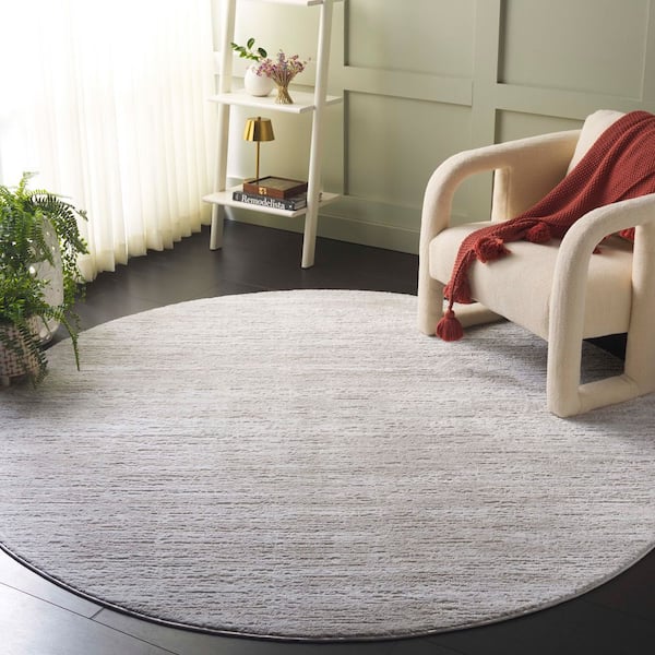 Carter 8 ft. x 8 ft. Ivory/Taupe Striated Round Rug