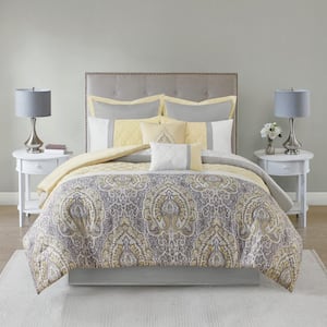 Josefina 8-Piece Yellow Polyester Queen Comforter Set
