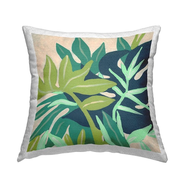 Stupell Industries Abstract Layered Botanical Leaf Plant Shapes Green Square Outdoor Throw Pillow