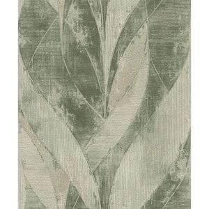 Blake Green Moss Leaf Paper Textured Non-Pasted Wallpaper Roll