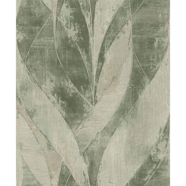 Advantage Blake Green Moss Leaf Paper Textured Non-Pasted Wallpaper Roll