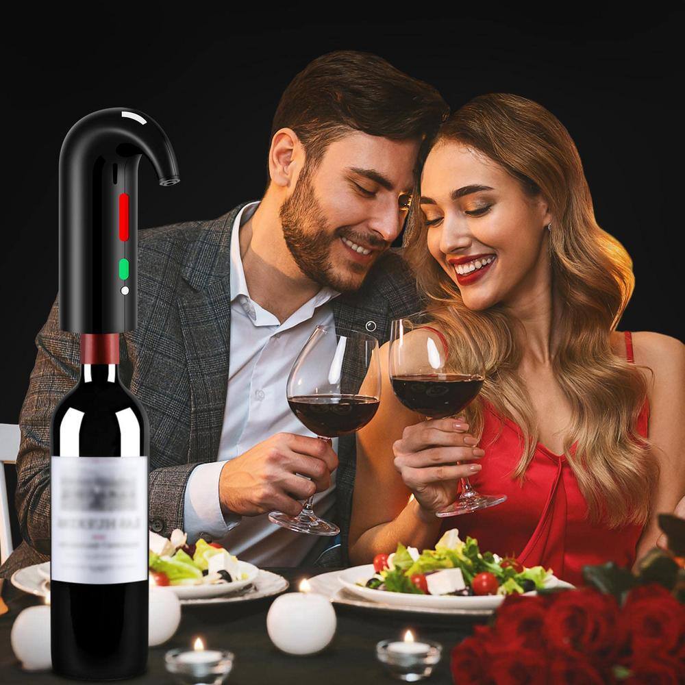 Black Electric Wine Bottle Opener Set with Decanter, Aerator, and Accessories