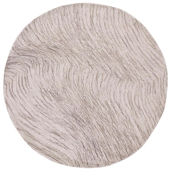 SAFAVIEH Trace Brown/Ivory 6 ft. x 6 ft. Abstract Round Area Rug