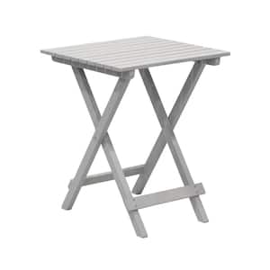 Gray Wood Folding Outdoor Side Table