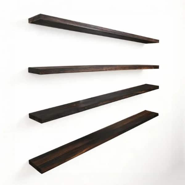 48 in. W x 6 in. D Wood Floating Shelves, Wall Shelves, Decorative Wall Shelf, Set of 4 Walnut