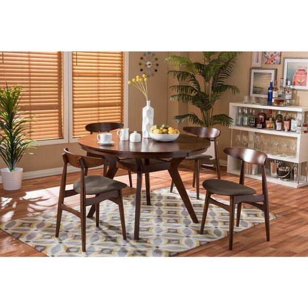 Baxton Studio Flamingo Medium Brown Dining Table Seats 4 28862