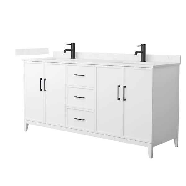 Wyndham Collection Elan 72 in. W x 22 in. D x 35 in. H Double Bath Vanity in White with Carrara Cultured Marble Top