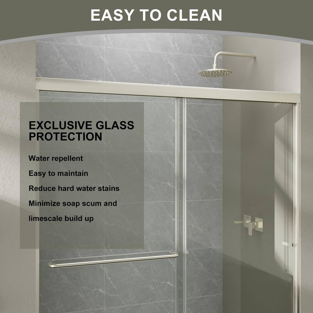 60'' x 70'' Brushed Nickel Framed Sliding Shower Door with Clear Glass