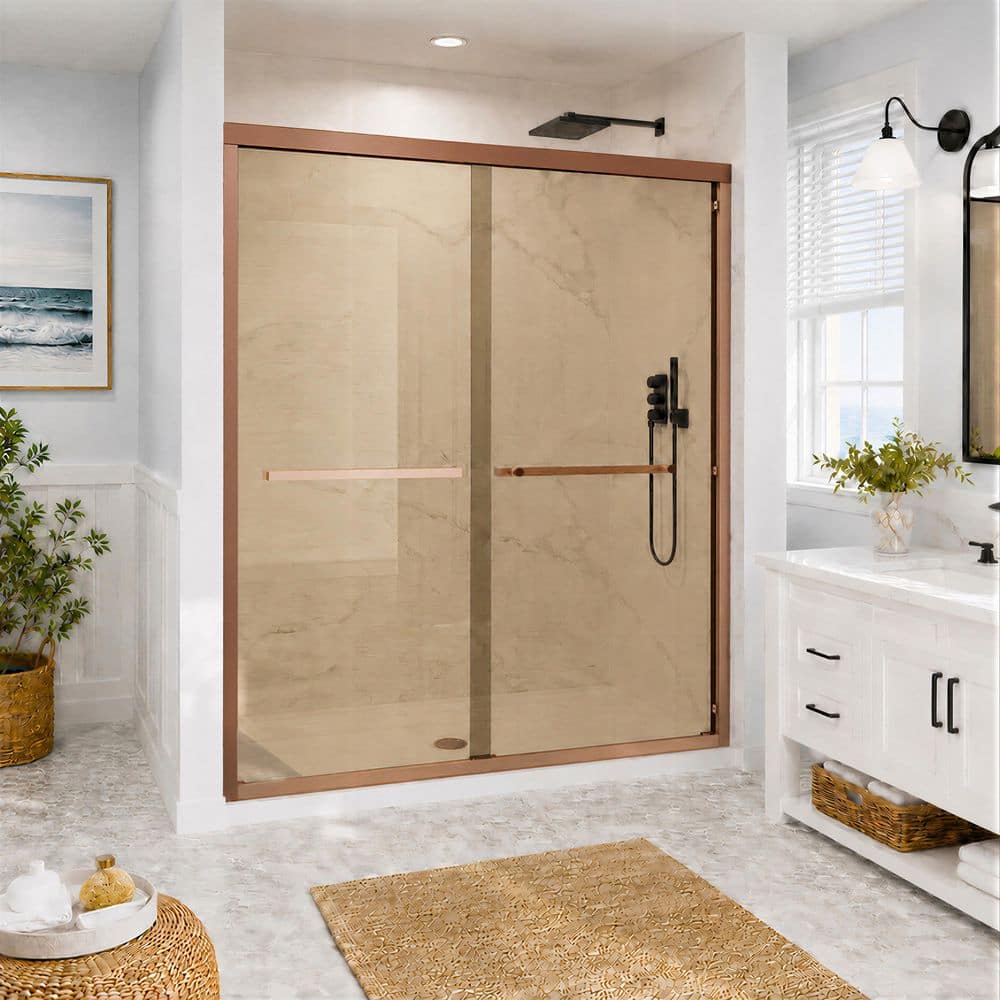 50 in.-54 in. W x 72 in. H Double Sliding Framed Shower Door in Oil Rubbed Bronze with Tinted Glass price history on PriceWatchPro