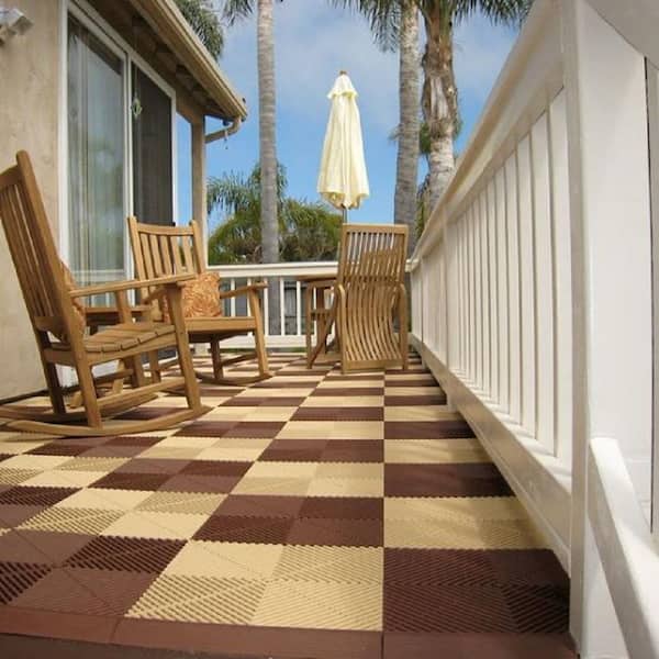 Ribtrax Smooth Home 12 in. W x 12 in. L Mocha Java Polypropylene Tile Flooring (10-Pack)
