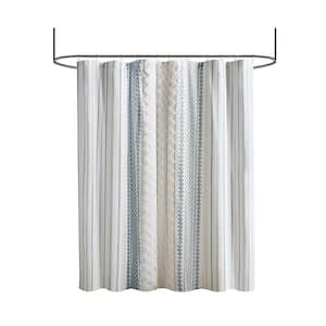 72 in. W x 72 in. L Cotton Printed Shower Curtain with Chenille in Multicolor, Machine Washable