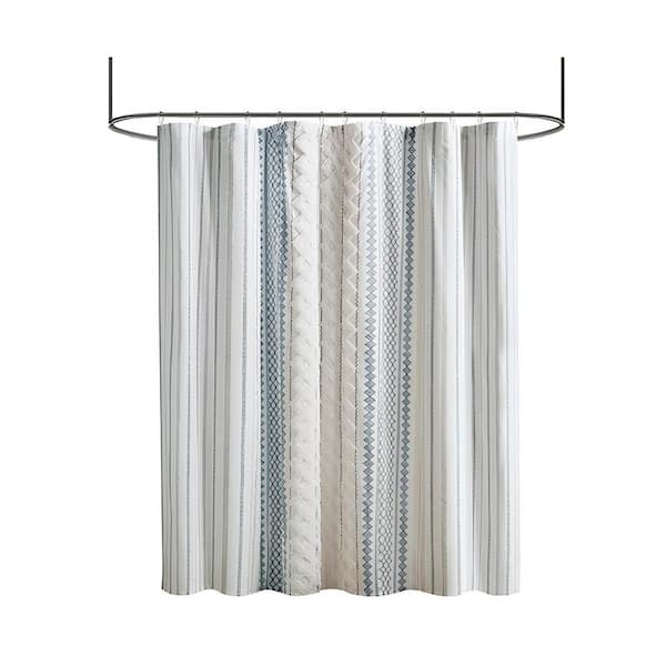 Unbranded 72 in. W x 72 in. L Cotton Printed Shower Curtain with Chenille in Multicolor, Machine Washable