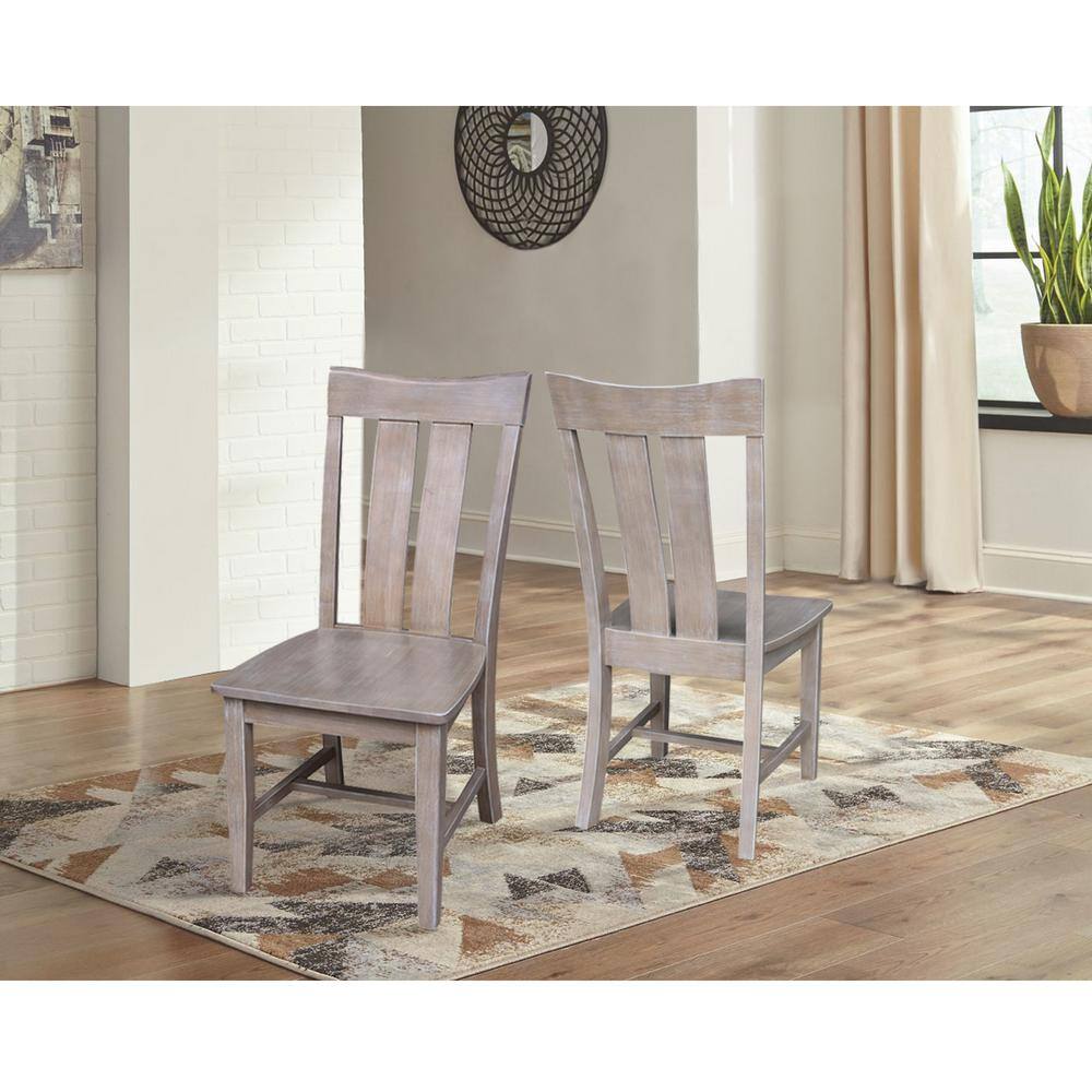 Washed Gray Taupe High Ladderback Wood Side Chair