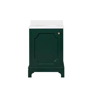 Hayes 24 in. W x 22 in. D Vanity in Emerald Green with Cultured Marble Top in White with White Basins