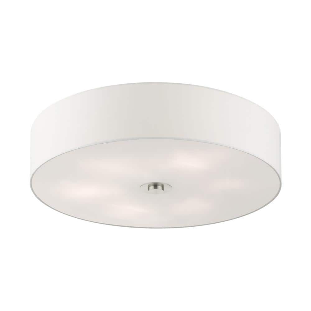Brushed Nickel 30" Drum Shade Semi Flush Mount Light