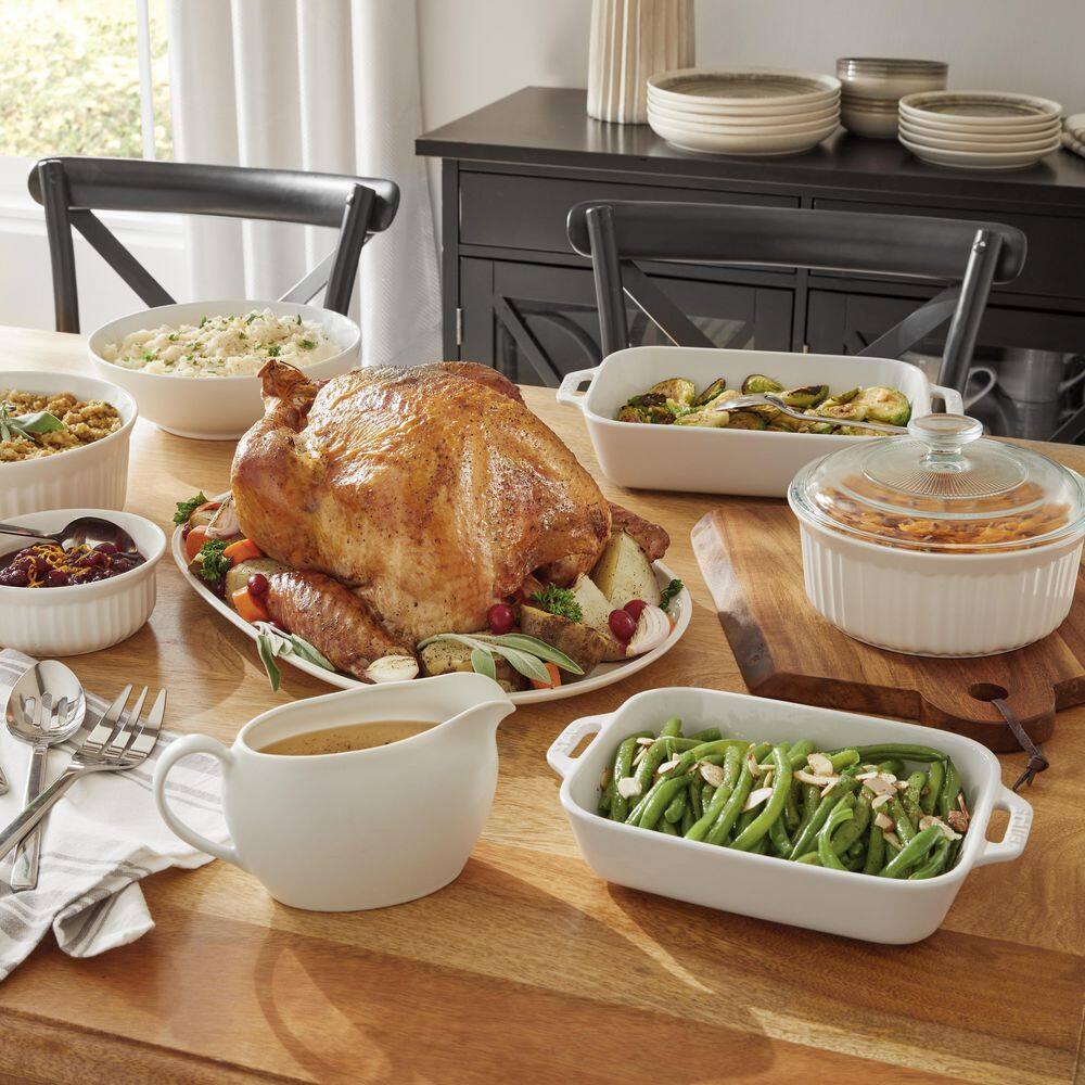 White Stoneware 6-Piece Bakeware Set with Glass and Plastic Lids