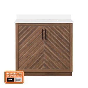 Huckleberry 36 in. W x 19 in. D x 34 in. H Single Sink Bath Vanity in Spiced Walnut with White Engineered Stone Top