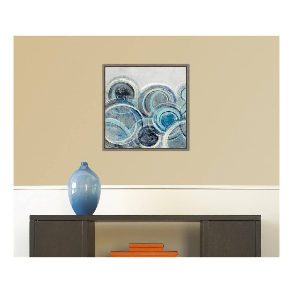 Blue and Gray Abstract Circles Canvas Wall Art