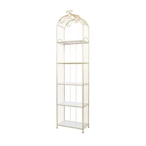 79 In. Gold Marble Glam Shelving Unit