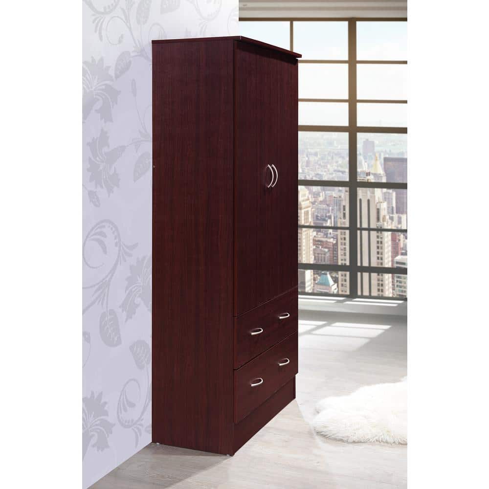 2-Door Armoire with 2-Drawers in Mahogany - thumbnail 2