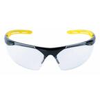 Safety Eyewear Glasses Black Frame with Yellow Accents Clear Anti Fog and Scratch Resistant Lens (Case of 6)