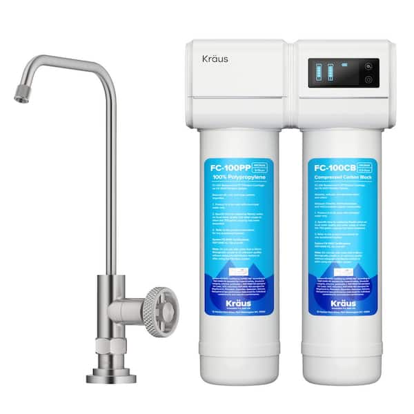 KRAUS Purita 2-Stage Under-Sink Filtration System with Urbix Single Handle Filter Faucet in Spot-Free Stainless Steel