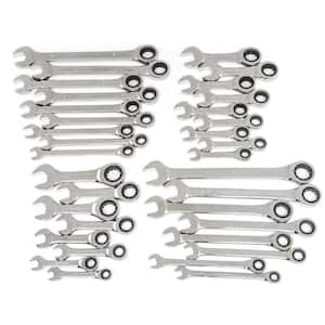 SAE/Metric 72-Tooth Standard and Stubby Combination Ratcheting Wrench Set (34-Piece)