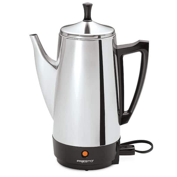 Stainless Steel Coffee Maker, 12 Cup Robust Coffee Percolator, Silver