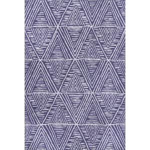 Nelle Machine Washable Blue 3 ft. x 5 ft. Tribal Indoor/Outdoor Area Rug