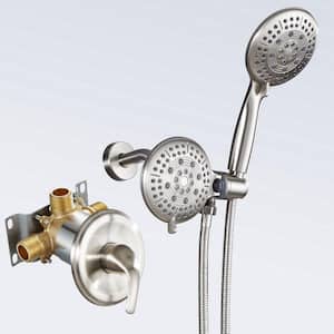 2 IN 1 Single-Handle 5-Spray Shower Faucet with 4.7 in. Wall Mount Dual Shower Heads in Brushed Nickel (Valve Included)
