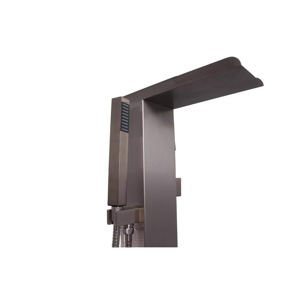 Brushed Stainless Steel Freestanding Tub Filler with Handshower