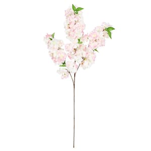 41 in. Triple Bloom Light Pink Artificial Cherry Blossom Flower Stem Spray (Set of 3)