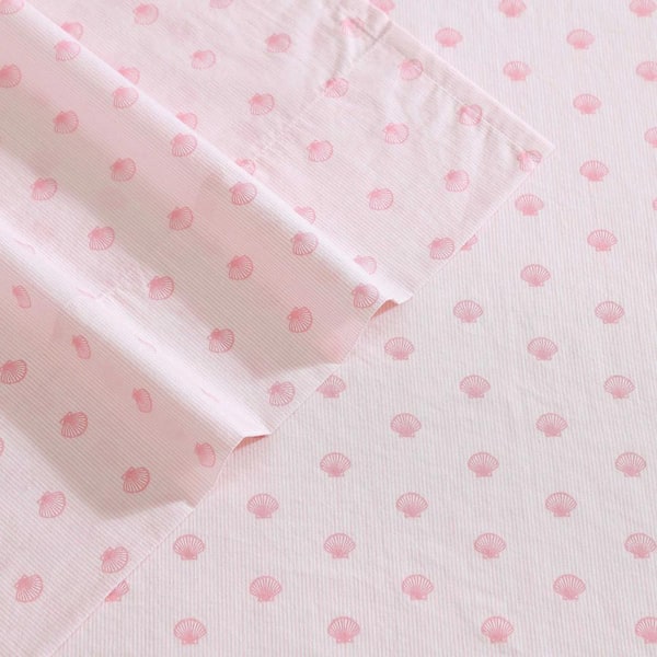 Laura Ashley Scallop Dollop Pink 4-Piece Percale Cotton