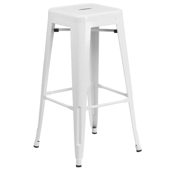 Flash Furniture 30 in. White Metal Bar Stool CH3132030WH The