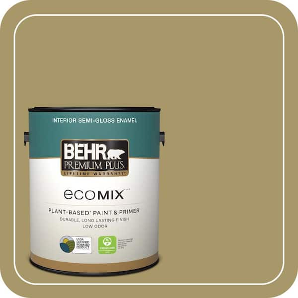 1 gal. #PPU8-05 Eco Green Semi-Gloss Enamel EcoMix Plant-Based Interior Paint & Primer