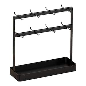 Numhew 2-Tier Mug Display Stand with Heavy Duty Metal Base, 14-Hook Black  Mug Tree Rack, Coffee Mug Holder for Countertop G3H6H2P1 - The Home Depot