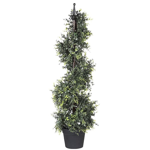 National Tree Company 36 in. Eucalyptus Spiral Topiary in Round Green Pot