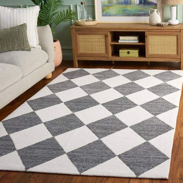 Ebony 6 ft. x 6 ft. Square Ivory/Black Diamond Area Rug
