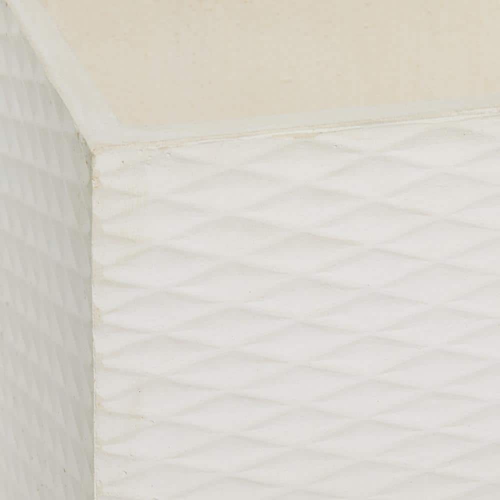 Modern White Textured Square Fiber Clay Planter Set