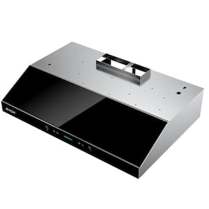 30 in. 900 CFM Ducted Under Cabinet Range Hood in Stainless Steel and Black Glass with LED Lights