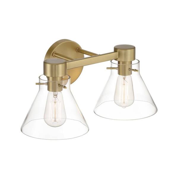 Designers Fountain - Willow Creek 16.5 in. 2-Light Brushed Gold Contemporary Vanity Light with Clear Blown Glass Shades