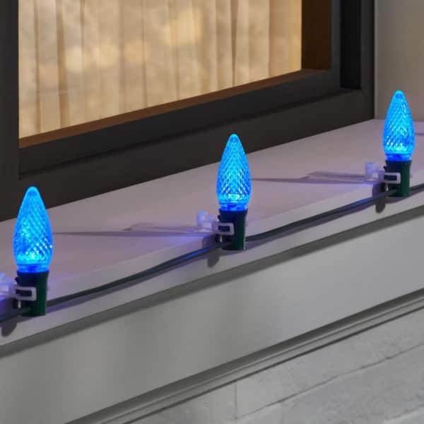 Blue Commercial Grade Shatter-Resistant Faceted C9 LED Replacement Bulbs (50-Pack)