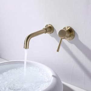 Hoon Single-Handle Wall Mount Bathroom Faucet in Brushed Gold