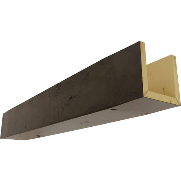 Ekena Millwork 8 in. x 10 in. x 8 ft. 3-Sided (U-Beam) Knotty Pine Premium Walnut Faux Wood Ceiling Beam