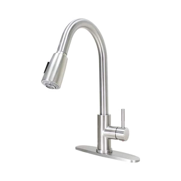 Wasserman Faucets Single Handle High Spout Pull Down Dual Spray Stainless Steel Kitchen Faucet 3418